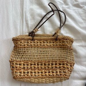 Brown Woven Tote Bag